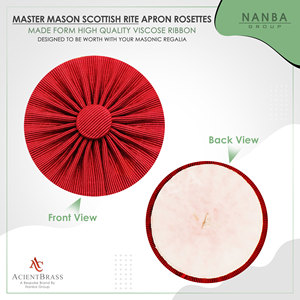 <b>Red</b> Masonic Rosette Crafted from Pleated <b>Ribbon</b> with a Matching <b>Red</b> Button - Product Image 2