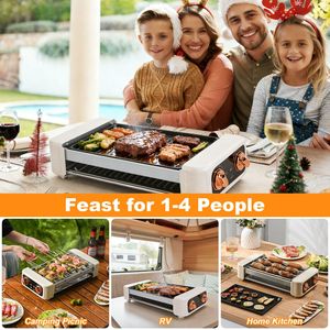Griglia Elettrica 3 in 1 per Salsicce e Hot Dog, BBQ Senza Fumo per Interni ed Esterni con 3 Livelli di Temperatura - Product Image 4