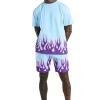 Ensemble de t-shirts pour hommes en coton 100% respirant, manches courtes, shorts, streetwear décontracté, motifs imprimés numériquement