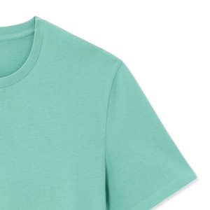 T-shirt en coton à manches courtes et col rond pour homme, couleur unie, coupe classique, jersey tricoté, vert menthe - Product Image 4
