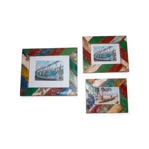 Marco de Fotos Horizontal Creativo Hecho a Mano con Madera de Barco Reciclada, Color Original, para Decoración de Pared del Hogar - Product Image 2