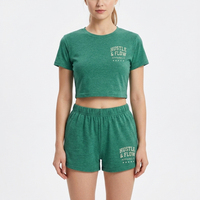 Vente en gros de shorts d'été pour femmes de haute qualité, ensemble 2 pièces uni, vêtements décontractés, coton/polyester respirant et écologique
