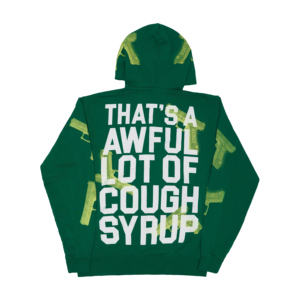 เสื้อฮู้ดพิมพ์ลาย "That's a Awful Lot of Cough Syrup" สำหรับผู้ชาย ทรงโอเวอร์ไซส์ สไตล์สตรีทแวร์ฤดูหนาว สีเขียว ผ้าฝ้ายถัก ป้องกันรอยยับ - Product Image 1