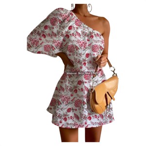 Nuevo Vestido Corto de Algodón con Hombro Descubierto y Manga Abullonada para Mujer 2026 - Elegante y de Gran Venta para Bodas y Fiestas de Verano - Product Image 2