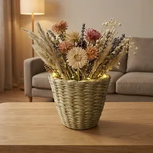 Woven Bamboo Flower Basket and <b>Pinecones</b> Decorative Arrangement From Tamil Nadu by KOTTRAVAI - Product Image 5