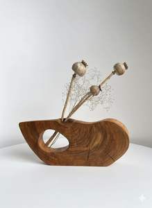 Jarrón de flores de madera natural de gran calidad a un precio razonable para la decoración del hogar con conciencia ecológica, con madera dura y acabado liso. - Product Image 4