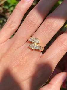 Diamond Bypass Wrap <b>Ring</b> Spiral <b>Snake</b> Serpent Cocktail Band Wholesale 14k 18k Gold Trillion Baguette Cut Lab Grown Manufacturer - Product Image 2