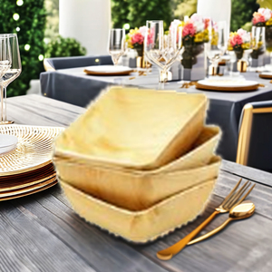Juego de vajilla desechable compostable ecológica, Platos y platos de diseño de hoja de palma para ocasiones de viaje de boda de cumpleaños - Product Image 2