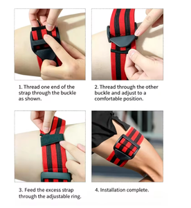 Bandas de Resistencia Ajustables, Antideslizantes y Transpirables para Restricción del Flujo Sanguíneo, Entrenamiento de Fuerza y Levantamiento de Pesas, Color Azul y Negro - Product Image 3