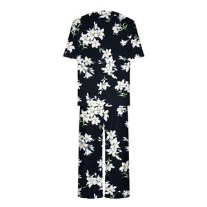 Conjunto de Pijama para Mujer con Estampado Floral, 3/4 de Largo, Casual, 2 Piezas, Cuello Redondo, Manga Corta, Pantalones, Ecológico - Product Image 6