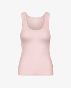 Camiseta sin Mangas de Punto 100% Algodón para Mujer, Cuello Redondo, Color Rosa Sólido, Estilo Minimalista, Largo Regular, Marca Whiteaura International - Product Image 1