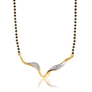 Collier Mangalsutra Papillon Plaqué Or Rose 14K avec Diamants Ronds de Laboratoire Certifiés IGI, Chaîne à Perles Noires pour Femme - Product Image 1