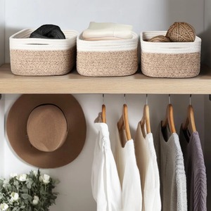 Set Of 3 Macrame Baskets For Home <b>Storage</b> And Bathroom <b>Storage</b> Organizer Keeps <b>Toiletries</b> Skincare And Towels Neatly Arranged - Product Image 2