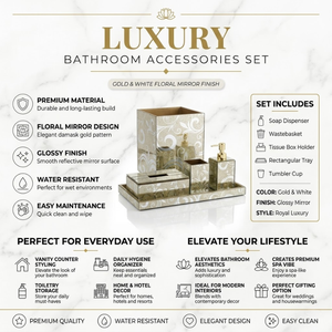 Modern Designer Glass Bathroom Set | <b>Soap</b> Dispenser, Toothbrush <b>Holder</b>, Tumbler & Tray | Elegant Durable Bathroom Organizer - Product Image 2