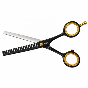 Ciseaux à effiler les cheveux en acier inoxydable, pour droitiers, noirs, légers, outil professionnel pour barbier et salon, CE & ISO 13485 - Product Image 3