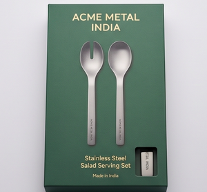 Juego de servidores de ensalada nórdicos de acero inoxidable con acabado satinado, resistente al deslustre, perfecto para el hogar, restaurantes y cafeterías. - Product Image 4