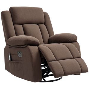 Poltrona Massaggiante Girevole Oversize Marrone con Poggiapiedi Riscaldato, Telecomando e Tasche Laterali - Product Image 1