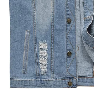 Gilet en jean sans manches pour homme, fabriqué en usine, le plus vendu, avec poches avant – Gilets et vestes en jean en promotion - Product Image 4
