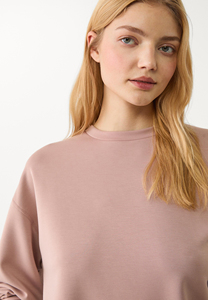 Sudadera Oversize de Cuello Redondo para Mujer, Color Sólido, Manga Larga, Hombros Caídos, Tejido de Algodón y Fibra de Bambú, Transpirable, para Otoño - Product Image 3