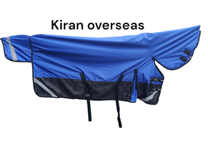Couverture d'extérieur imperméable Kiran Overseas Ko-69 bleu roi 600D pour chevaux, rembourrage 220 GSM, fermeture à boucle, lavable en machine, Ripstop - Product Image 3