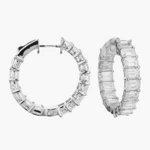 Pendientes de Aro con Diamantes Cultivados en Laboratorio con Corte Esmeralda, Doble Cara, de Lujo, Personalizados de Fábrica, 9 Quilates, Oro Sólido de 14K y 18K, Venta al Por Mayor - Product Image 3