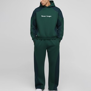 Custom Made Pullover Hoodie And Straight Leg Sweatpants Set Premium Two Tone Panel <b>Tracksuit</b> Heavyweight Streetwear - Product Image 4
