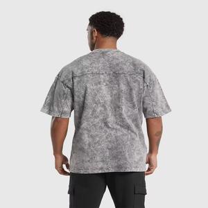 เสื้อยืดโอเวอร์ไซส์แบบฟอกสี 100% ผ้าฝ้าย วินเทจ ลุคสตรีทแวร์ คอกลม แขนสั้น สำหรับผู้ชาย เสื้อฟอกสี - Product Image 3