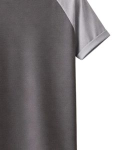 Camiseta de Hombre Raglan de Algodón con Cuello Redondo y Manga Corta, Gris Oscuro y Claro, Bicolor, Casual, de Verano, Lisa, Teñida, de Punto, con Logotipo Personalizado - Product Image 6