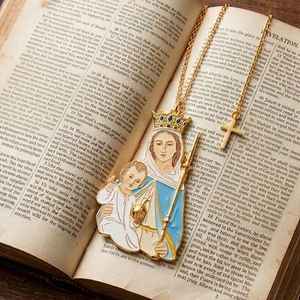 Marque-page religieux personnalisé en laiton plaqué or avec émail souple, thème croix, cadeau chrétien catholique - Product Image 1