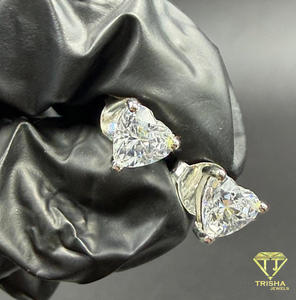 Classic Heart Cut Moissanite Diamond Earrings 925 Sterling <b>Silver</b> Luxury Women <b>Stud</b> Jewelry - Product Image 3