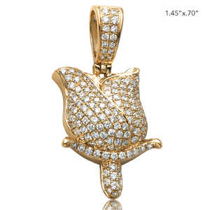 Pendentif personnalisé en or jaune 14KT en forme de coeur 2MM diamant cultivé en laboratoire Mossanite diamant taille ronde bijoux de mode pour hommes - Product Image 1