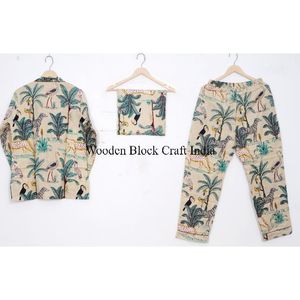 Nouvelle collection de pyjamas en coton pur, doux et respirant, imprimé tigre, design exclusif, en provenance d'Inde, vente en gros. - Product Image 4