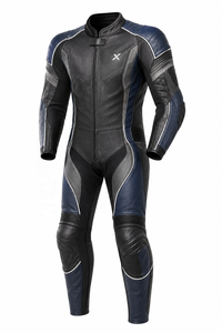 Combinaison de moto en cuir une pièce Sport Touring |   Noir Bleu marine |   Fabricant OEM ODM |   Qualité de conception haut de gamme |   Vêtements de course - Product Image 1