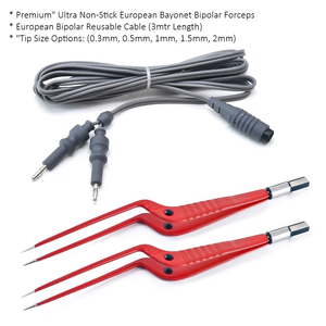 Pinzas Bipolares Europeas de Bayoneta Ultra Antiadherentes de Primera Calidad, Instrumentos Quirúrgicos Electroquirúrgicos Reutilizables de Acero Inoxidable de 3 Metros - Product Image 5