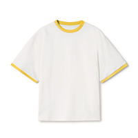 T-shirt en jersey streetwear color block, design contrastant, col rond, décontracté, 100% coton, impression numérique, logo personnalisé