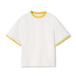 Camiseta Urbana con Bloques de Color, Diseño en Contraste, Cuello Redondo, Casual, 100% Algodón, Impresión Digital, Camiseta Lisa - Product Image 2