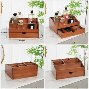 Wooden 3 Tier <b>Storage</b> <b>Tray</b> Rectangular Minimalist Design For Perfume Bottles Bedroom Neatening Organizer Standing Type - Product Image 4