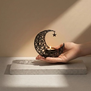 Lampe murale carrée en métal faite à la main, motif floral complexe, luminaire d'intérieur écologique, porte-bougies en métal noir pour la décoration - Product Image 3