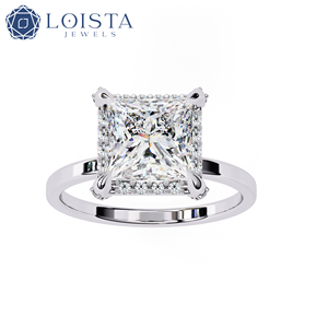 Anillo de compromiso LOISTA con diamante talla princesa, color D natural, platino, estilo clásico, certificado GIA, anillo para mujer - Product Image 2
