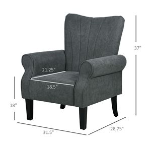 Poltrona moderna con sedia accento in tessuto grigio scuro con gambe in legno per soggiorno - Product Image 3
