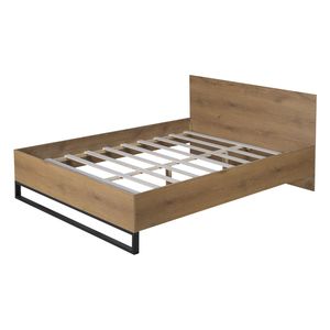 Struttura letto matrimoniale in legno ingegnerizzato, colori naturale e nero, prodotto durevole in legno - Product Image 6