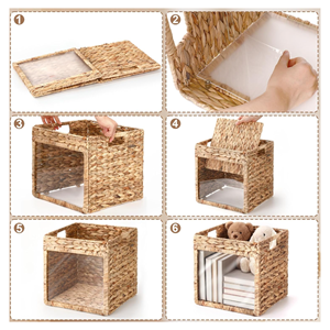 Sustainable Foldable Water Hyacinth Storage <b>Basket</b> With Window, Handicraft Organizing <b>Basket</b> For Home Vietnam Wholesale Supply - Product Image 3