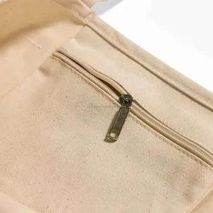 Custom Logo Canvas Tote Bag Zipper Shoulder Shopper Large Capacity Customize size Reusable Travel Tote Bag - Product Image 5