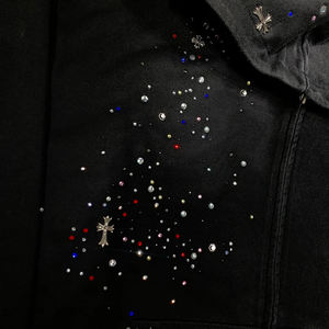 Sweat à capuche de luxe brodé de strass pour homme, motif uni, en coton éponge doux, streetwear décontracté, pull tendance pour le quotidien - Product Image 4