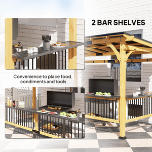 Gazebo in Legno per Barbecue, Elegante Tettoia e Pergola per Intrattenimento all'Aperto - Product Image 5