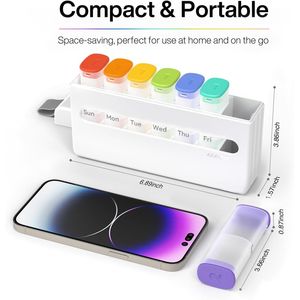 Grande Organizzatore Settimanale di Pillole AM/PM, Portapillole Giornaliero per Vitamine, Oli di Pesce e Integratori - Product Image 2