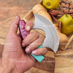 Couteau Ulu artisanal avec étui en cuir, lame incurvée traditionnelle, couteau de cuisine, couteau de boucher, couteau de cuisine en plein air, directement de l'usine - Product Image 4