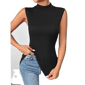 Body de Moda para Mujer, Sin Mangas, Cuello Alto Simulado, Ajustado, Elástico, Color Sólido, Top para Fiesta, Ropa de Invierno para Mujer, 100% Poliéster - Product Image 1
