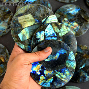 แผ่นหินลาบราดอไรต์ขัดเงาคุณภาพสูง สำหรับรองแก้ว เครื่องดื่ม ของใช้บนโต๊ะอาหาร เหมาะสำหรับใช้ในบ้านหรือบนโต๊ะ - Product Image 1