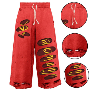 Custom Streetwear Heavyweight Acid Wash Tracksuit <b>Crop</b> <b>Zip</b> <b>Up</b> Hoodie and Distressed Rhinestone Sweatpants Set - Product Image 3